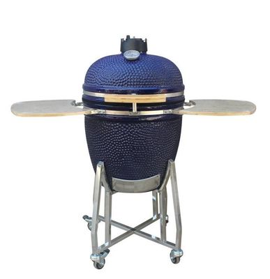 Κεραμικό 22 ιντσών Kamado Grill Outdoor Charcoal Navy Χρώμα 57cm Με Καρότσι και Τραπεζάκια