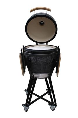 Κεραμικό 20 ιντσών Kamado Grill Ψησταριά κάρβουνο Ματ Μαύρο Χρώμα 51cm Με Καρότσι και Τραπεζάκια
