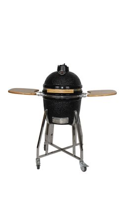 Κεραμικό 16 ιντσών Kamado Grill Ανθρακούχο Μαύρο Χρώμα 40cm Με Καρότσι και Τραπεζάκια