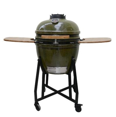Κεραμική ψησταριά Kamado 23 ιντσών εξωτερικού χώρου κάρβουνο Τροπικό Πράσινο Χρώμα 59 εκ. Με καρότσι και τραπεζάκια