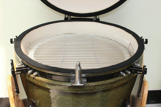 Κεραμική ψησταριά Kamado 23 ιντσών εξωτερικού χώρου κάρβουνο Τροπικό Πράσινο Χρώμα 59 εκ. Με καρότσι και τραπεζάκια