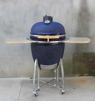 Μπάρμπεκιου Κεραμική ψησταριά Kamado Outdoor 22 ιντσών Ναυτικό χρώμα με καρότσι και πλευρικά τραπέζια