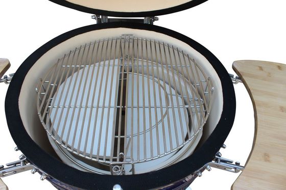 Κεραμικό 22 ιντσών Kamado Grill Outdoor Charcoal Navy Χρώμα 57cm Με Καρότσι και Τραπεζάκια