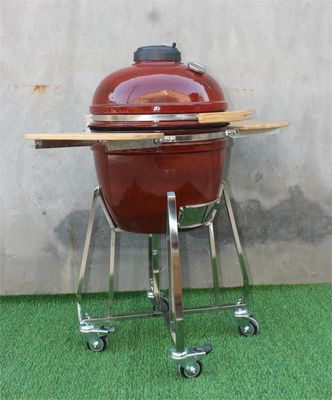 Καπνιστή ψησταριά 18 ιντσών Kamado Μπάρμπεκιου Κεραμικό Τροπικό Κόκκινο Χρώμα 48 εκ.