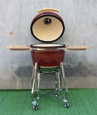 Καπνιστή ψησταριά 18 ιντσών Kamado Μπάρμπεκιου Κεραμικό Τροπικό Κόκκινο Χρώμα 48 εκ.