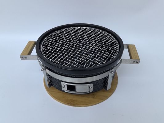 Κεραμικό μπάρμπεκιου με κάρβουνο Hibachi Grill Round σε μαύρο χρώμα