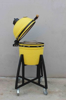 Κεραμικό 16 ιντσών Kamado Grill Charcoal Λεμονό χρώμα 40cm Με καροτσάκι και χωρίς πλάγια τραπέζια