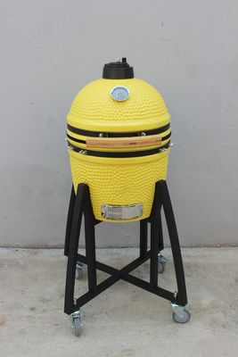 Κεραμικό 16 ιντσών Kamado Grill Charcoal Λεμονό χρώμα 40cm Με καροτσάκι και χωρίς πλάγια τραπέζια