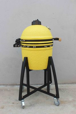 Κεραμικό 16 ιντσών Kamado Grill Charcoal Λεμονό χρώμα 40cm Με καροτσάκι και χωρίς πλάγια τραπέζια