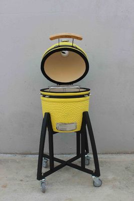 Κεραμικό 16 ιντσών Kamado Grill Charcoal Λεμονό χρώμα 40cm Με καροτσάκι και χωρίς πλάγια τραπέζια